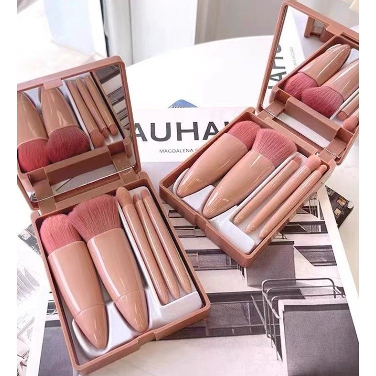 Kit 5 de pincéis Para maquiagem Com espelho super sofisticado-INLIS ANA