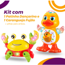 Kit Caranguejo Fugitivo + Patinho Dançarino Infantil com luz e movimento