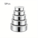 Jogo 5 Potes Tigelas em Inox Alumínio Com Tampa Redondo