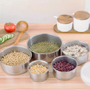 Jogo 5 Potes Tigelas em Inox Alumínio Com Tampa Redondo