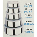 Jogo 5 Potes Tigelas em Inox Alumínio Com Tampa Redondo