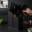 Kit Utensílios de Cozinha 19 Peças • Silicone com Cabo de Madeira • Completo e Resistente