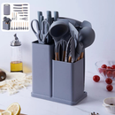 Kit Utensílios de Cozinha 19 Peças • Silicone com Cabo de Madeira • Completo e Resistente