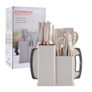 Kit Utensílios de Cozinha 19 Peças • Silicone com Cabo de Madeira • Completo e Resistente